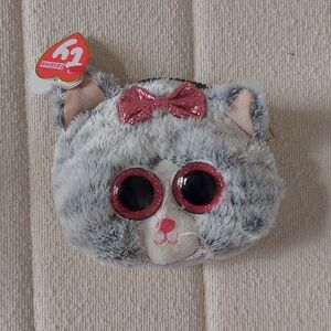 Ty Gray and Pink Cat Plush Bag